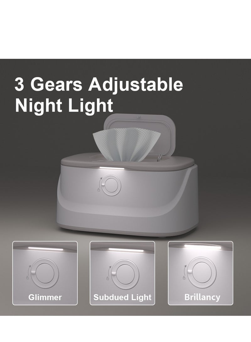 مُدفئة حفاضات الأطفال، حاوية حفاضات رطبة بسعة كبيرة مع 3 درجات حرارة و 3 درجات إضاءة ليلية، مُدفئة حفاضات رطبة مُدفأة من الأعلى تسخين سريع عبر USB - Image 3